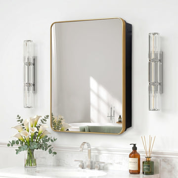 20 x 32 Bathroom Medicine Cabinet with Mirror - Framed Mirror Door, Adjustable Interior Shelves, Shatterproof Glass