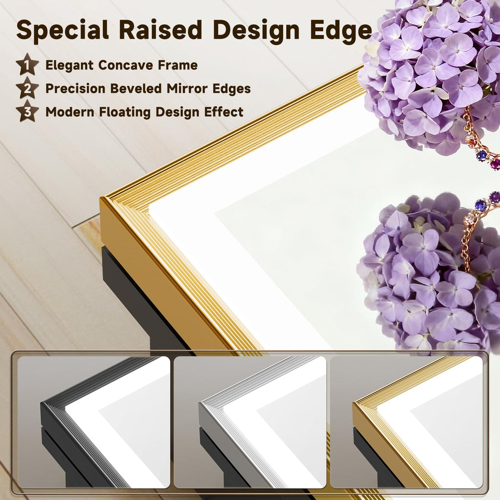 24x30 Inch Lighted Medicine Cabinet Aluminum Frame 3-Color Dimmable LED Anti-Fog Mirror Surface & Recessed Mount
