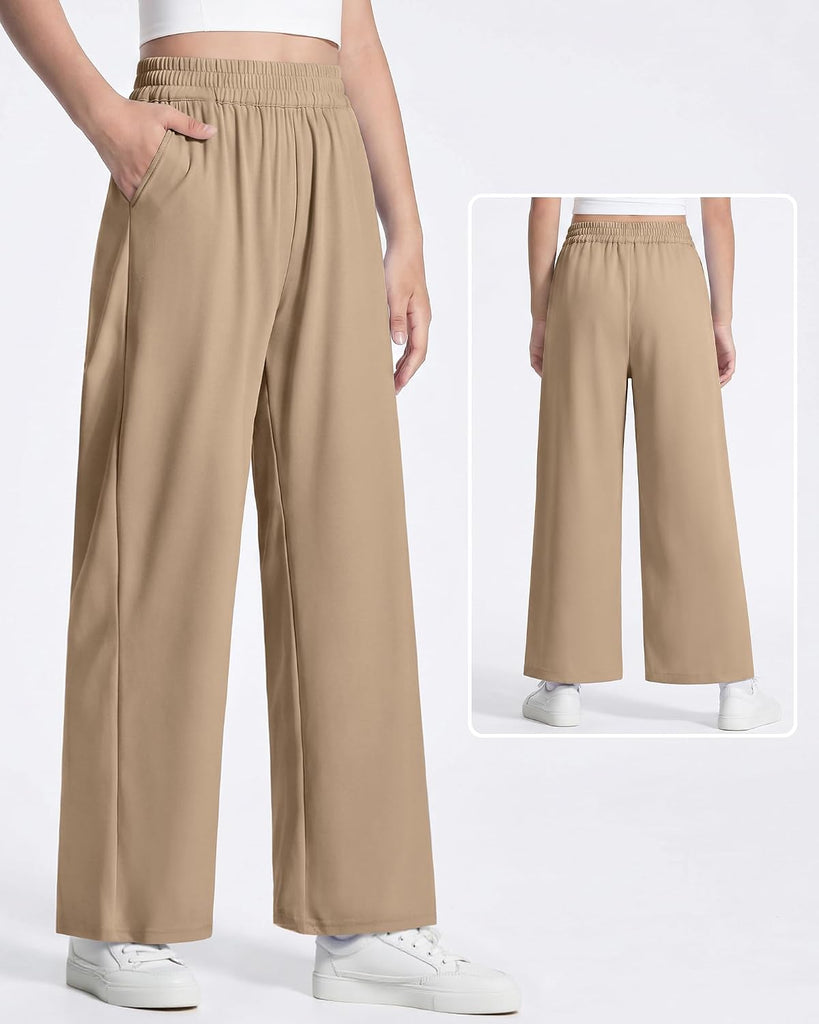 Girls Wide Leg Loose Pants Straight Plain Casual Uniform Long Pant for School Street Outgoing Kids Girls