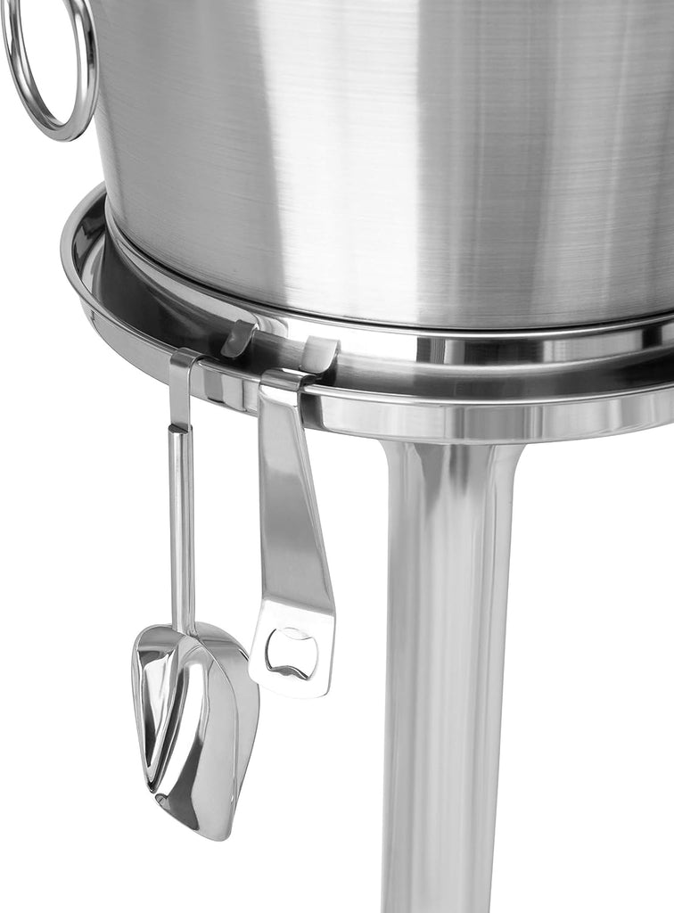 Metal Beverage Tub w/Stand, Scoop & Bottle Opener - Stainless Steel Double Wall Ice Cooler - Large Drinks, Beer