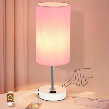 Table Lamp with USB Port - Desk Lamp Touch Lamp Bedside Lamps, 3 Way Dimmable Small Lamps, Nightstand, Nursery