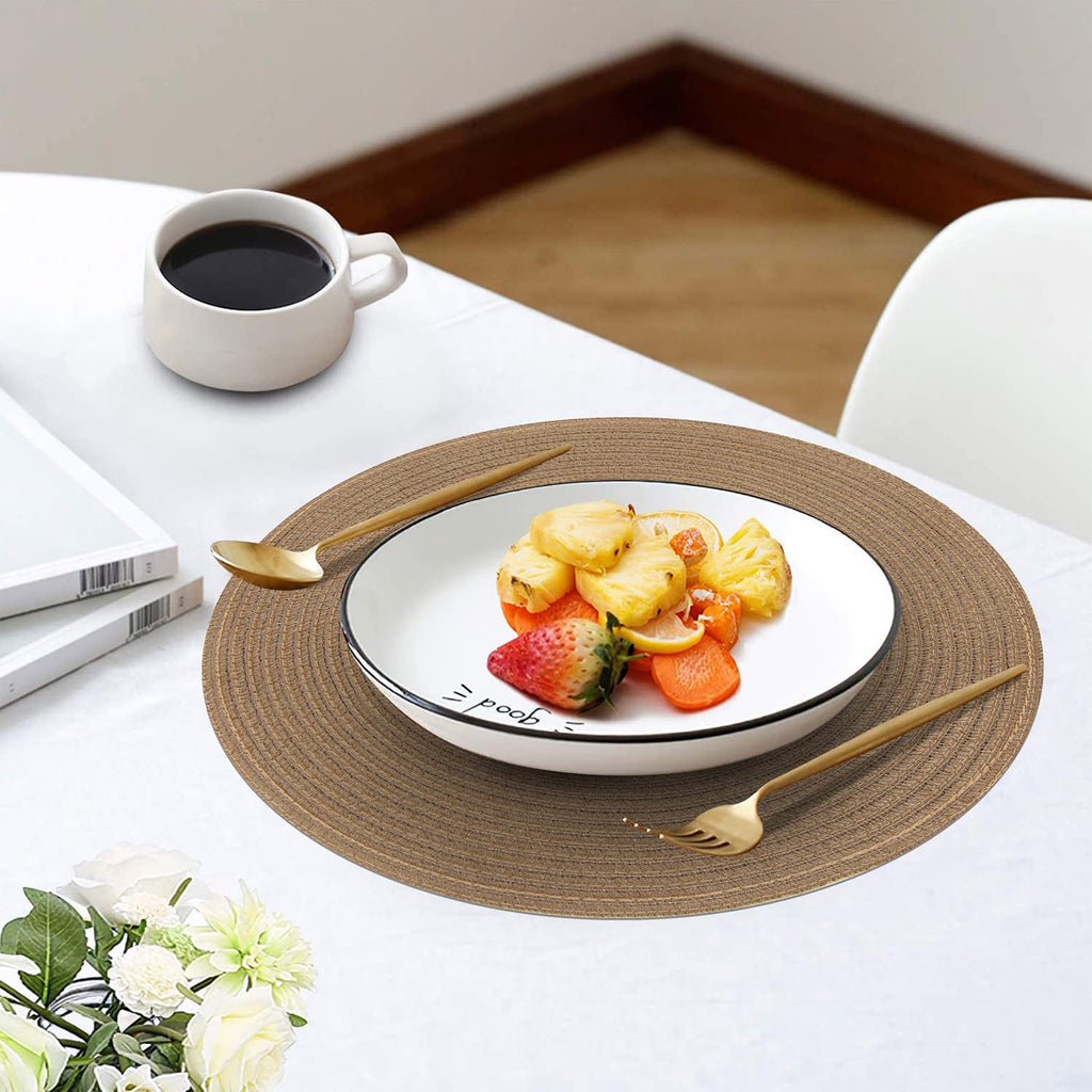 Round Placemats Set of 4 Woven Braided Kitchen Table Placemats 15 inch Round Place Mats Washable Table Mats Indoor
