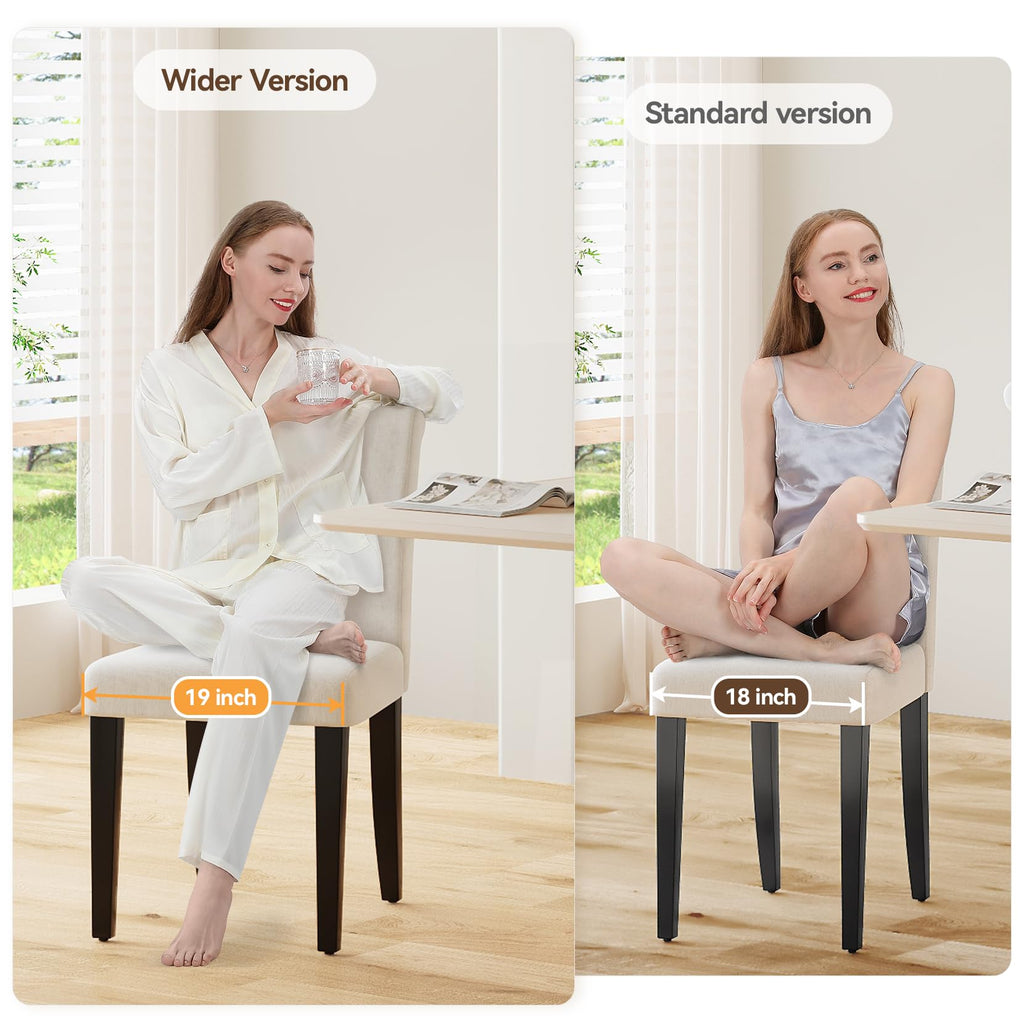 Upholstered Set of 4, Button Tufted Parsons Dining Chair with Solid Wood Legs, Modern Fabric Side Chair