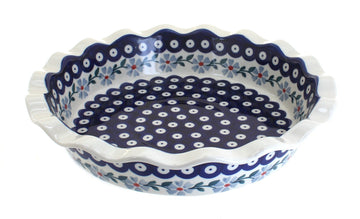 Rose Polish Pottery - Blue Violet Pie Plate - 10.5" Diameter - Ceramic Baking Dish, For Pies, Quiches & Desserts