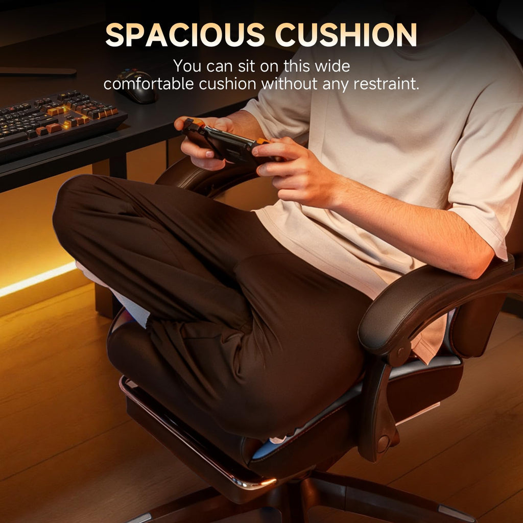 Gaming Chair, High Back Leather Computer Gaming Chair with Footrest, Ergonomic Height Adjustable Office Chair with