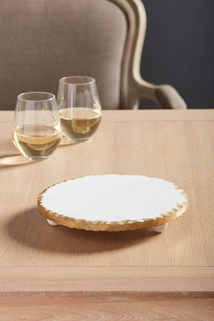 Marble Trivet, 1 1/4" x 8 1/2" dia, Gold