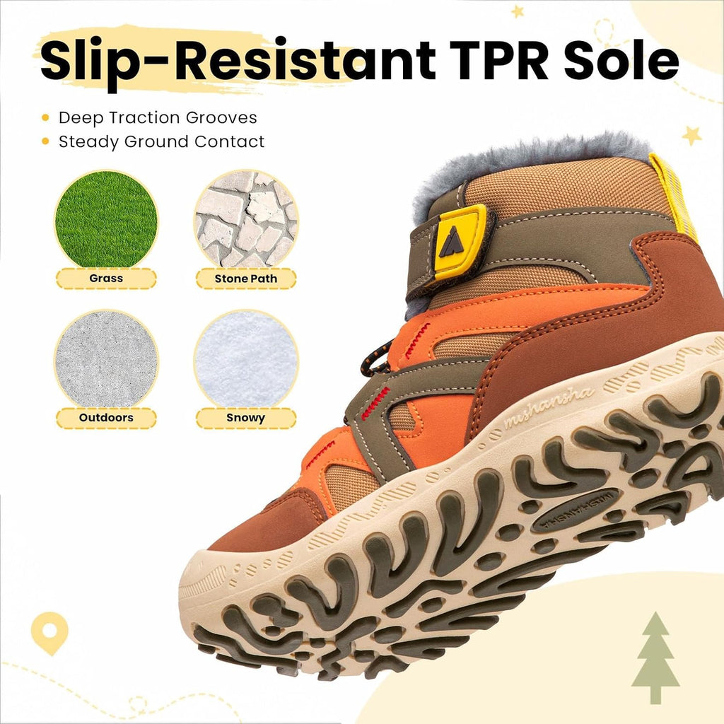 Kids Hiking Boots Boys Girls Winter Snow Boots for Cold Weather