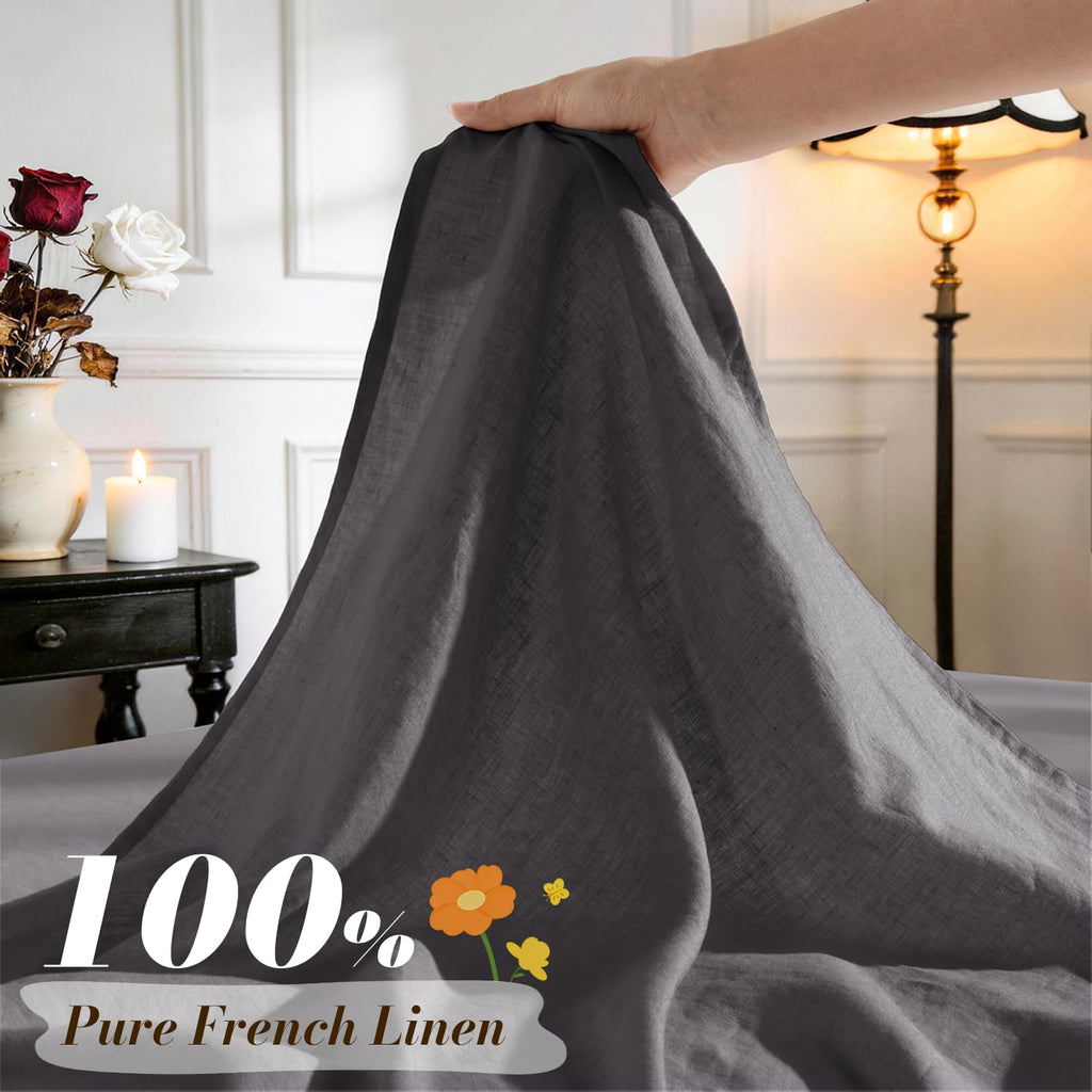 100% French Linen Sheets Set, Natural Flax Bedding