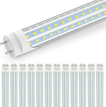 D-Shaped 4FT T8 LED Tube Light 40W 5200LM 6000K, Type A+B 12Pack
