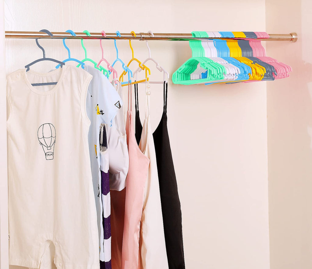 100 Pack White Baby Nursery Closet Hangers, Baby Hangers, Kids Hangers, Non-Slip Laundry Infant Pant & Coat Hangers