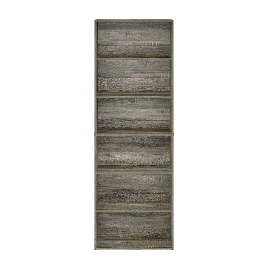 Jaya Simply Home Free Standing 6-Tier Open Storage Bookcase, French Oak