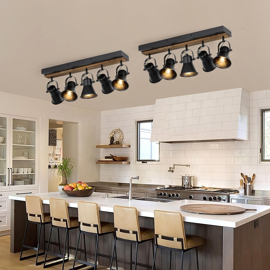 Track Light Fixtures, Adjustable Ceiling/Wall Mount Spotlight, Industrial Black Kitchen Track Lighting