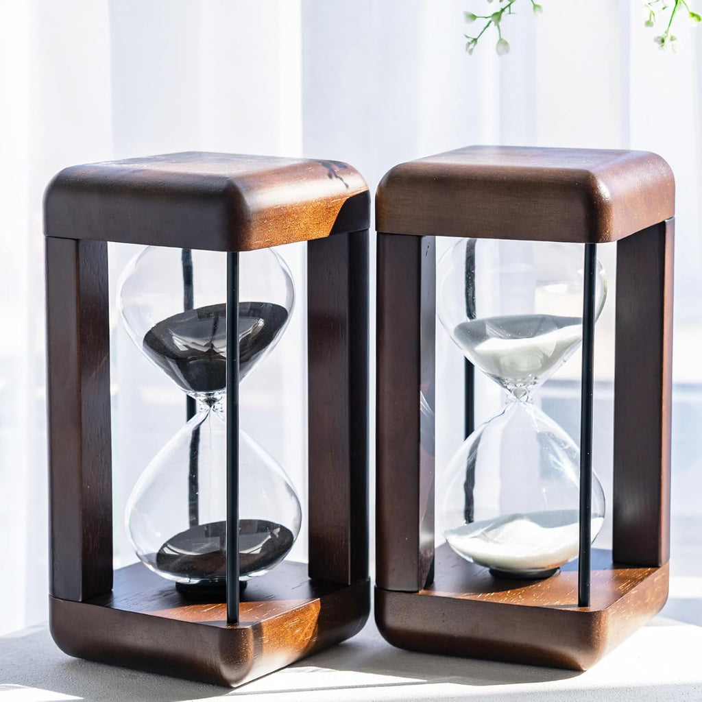 Large Premium Walnut Hourglass,60 Minutes Sand Timers,Hour Glass with Sand Timer for Gift,Hourglass Decor