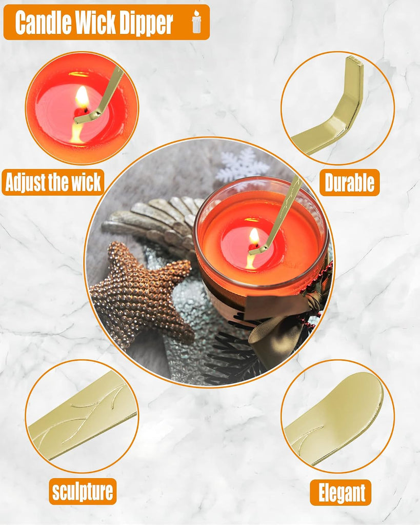 4 in1 Candle Accessory Set with Storage Tray Plate, Candle Wick Trimmer, Candle Wick Snuffer, Candle Wick Dipper