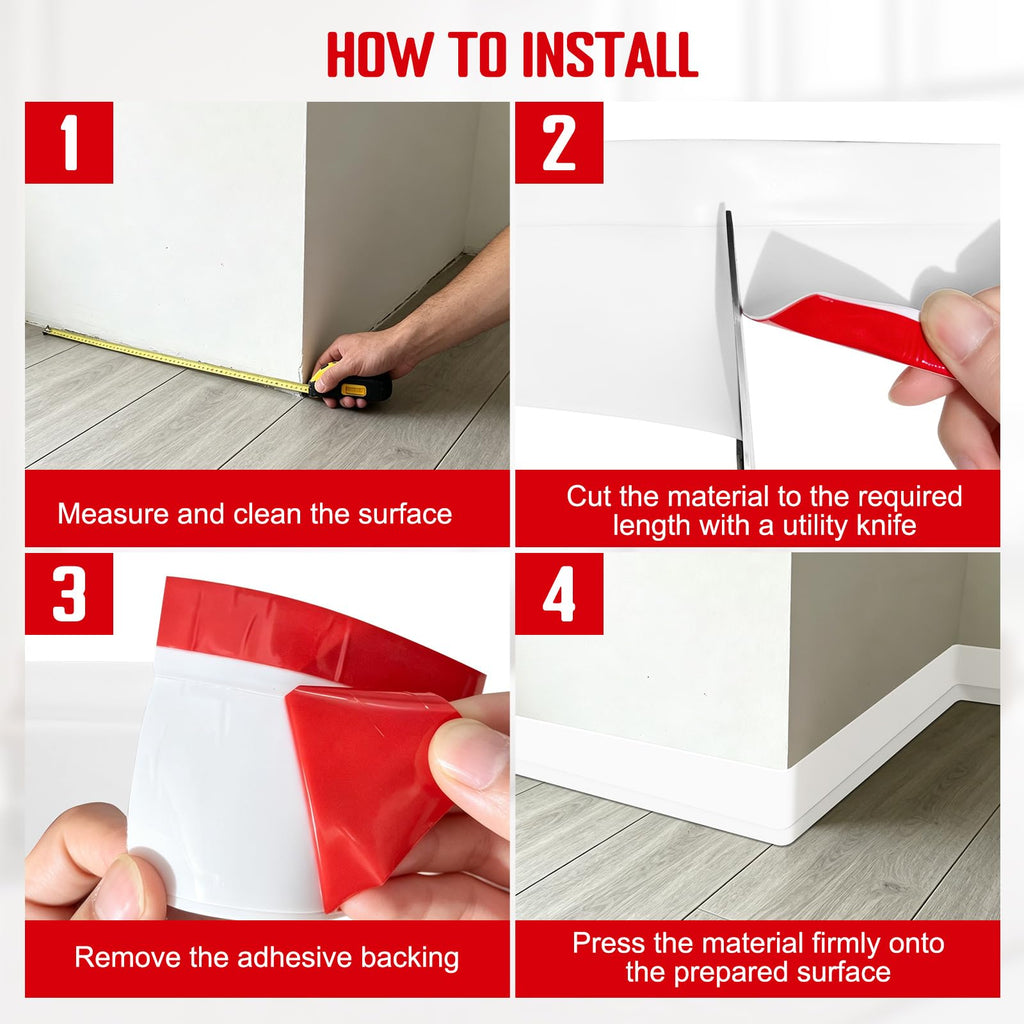 Self-Adhesive Flexible Molding Trim,Waterproof Molding,White,2.79inX40ft