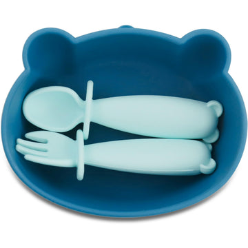 Silicone Bowl Suction with Spoon and Fork for Babies 6 months+ Suction Bowls for Baby Utensils 6-12M+ BLW Baby