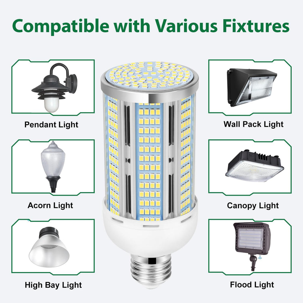 2Pack 400W Equivalent LED Corn Light bulb, 50W LED Corn Bulb Cob Light, 5000K Daylight White, 5500 Lumens, E26/E27