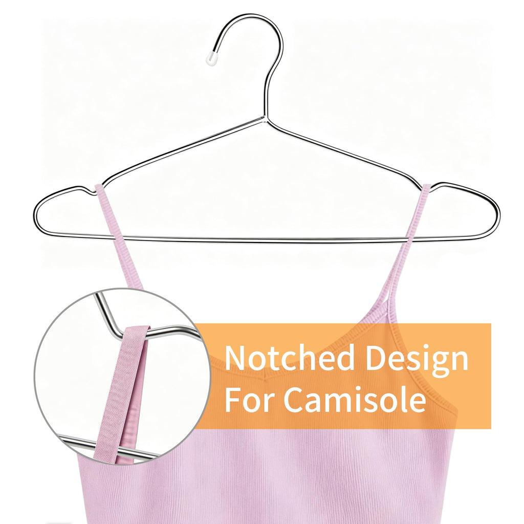 30 Pack Stainless Steel Wire Clothes Hangers, 16.5 in, Silver