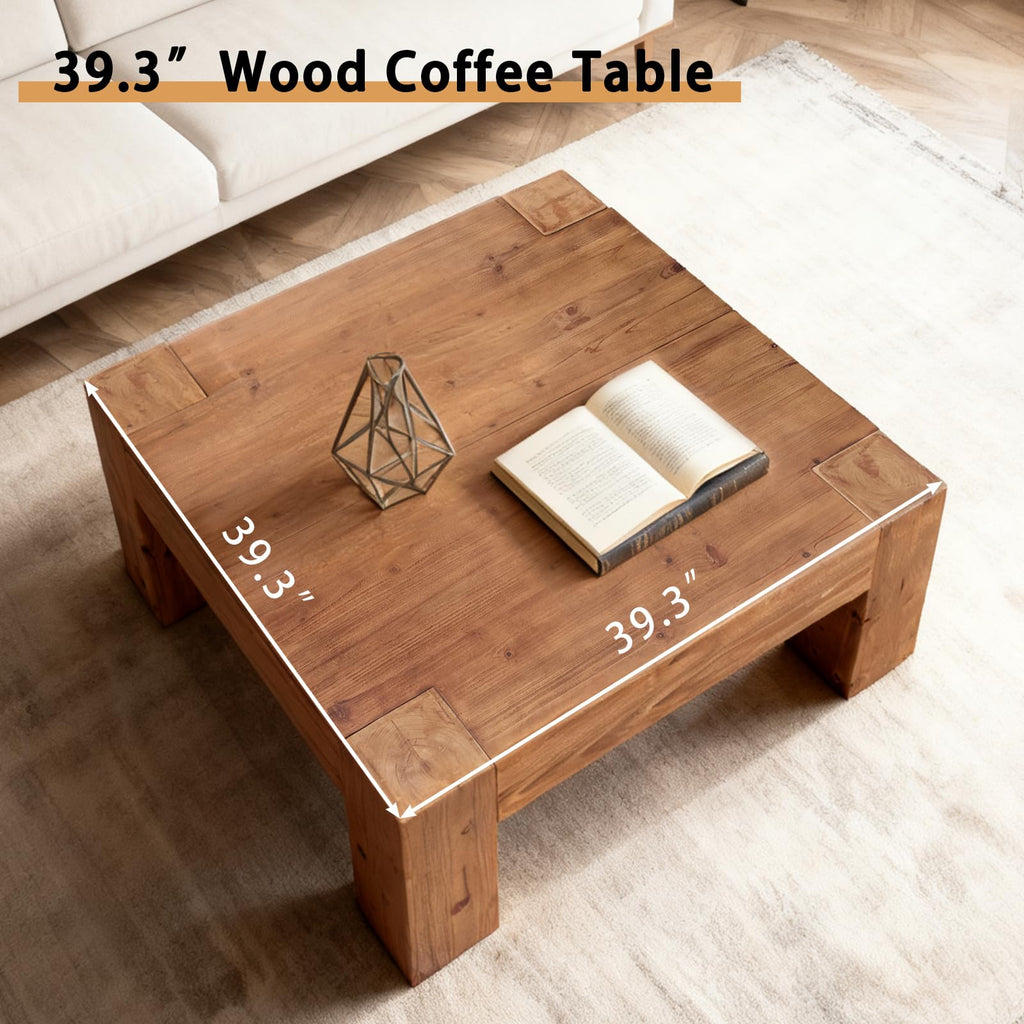 39.37" Solid Wood Square Coffee Table