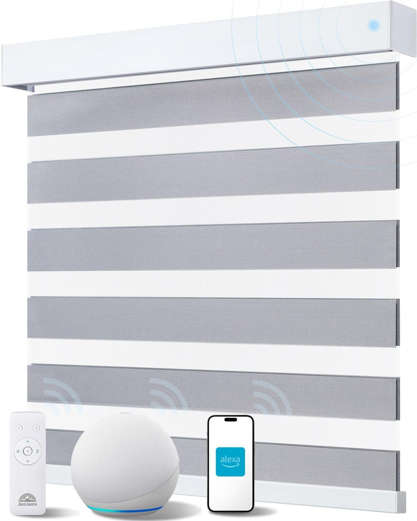 Smart Zebra Blinds for Windows, Works with Alexa, 20" W x 72" H, Black