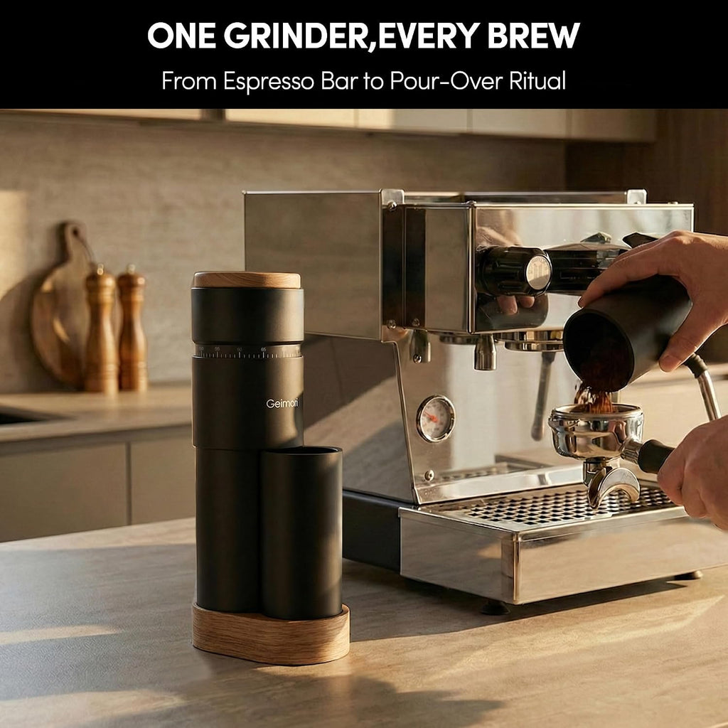 Burr Coffee Grinder, Portable Electric Grinder Geimori T38 Plus,Espresso Grinder with Conical Burr,Stepless Grind