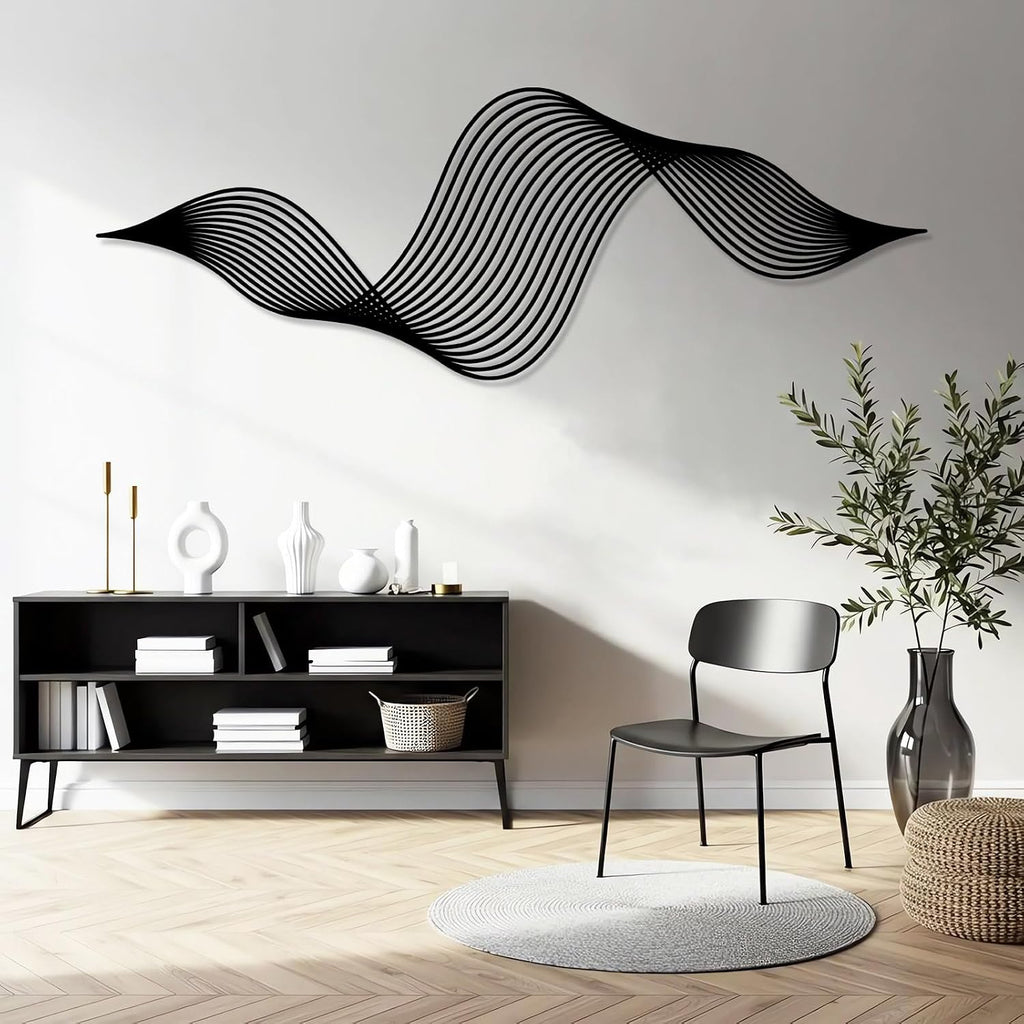 Abstract Wave Metal Wall Art, Large Abstract Wall Decor, Minimalist Wall Sculpture, Modern Metal Wall Decor