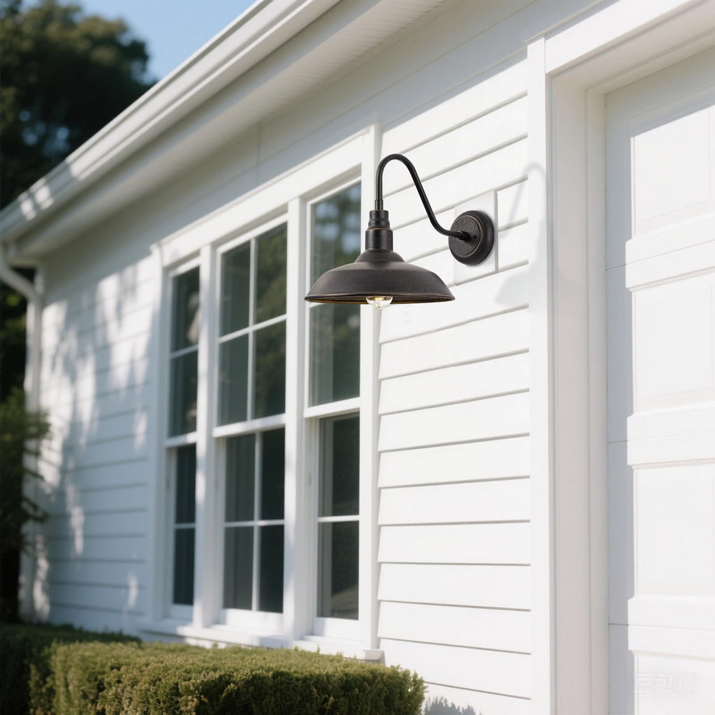 14in Outdoor Gooseneck Barn Light for Garage, 2 Pack Bronze Exterior Wall Lights Fixture for Porch, Outside Farmhouse
