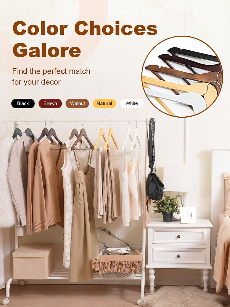 White Wooden Hangers 30 Pack, Heavy Duty Wooden Coat Hangers