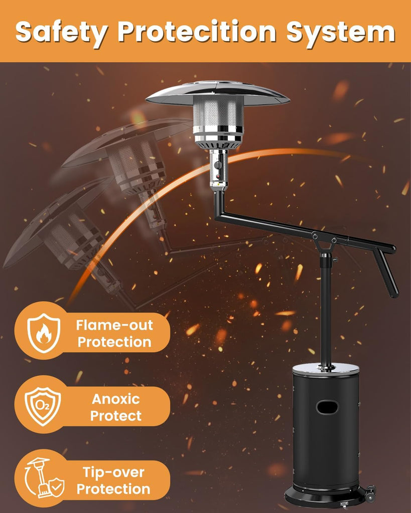 Perfect Position Pyramid Patio Heater,Outdoor Heater with Swivel Arm | 48000 BTU Propane Patio Heater for Outdoor Use