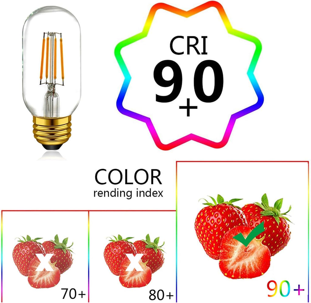 T14 / T45 LED Tubular Bulb 4W 2700K Warm White,E26 Dimmable Vintage Bulb,40W Equivalent 400 Lumens, Antique Edison