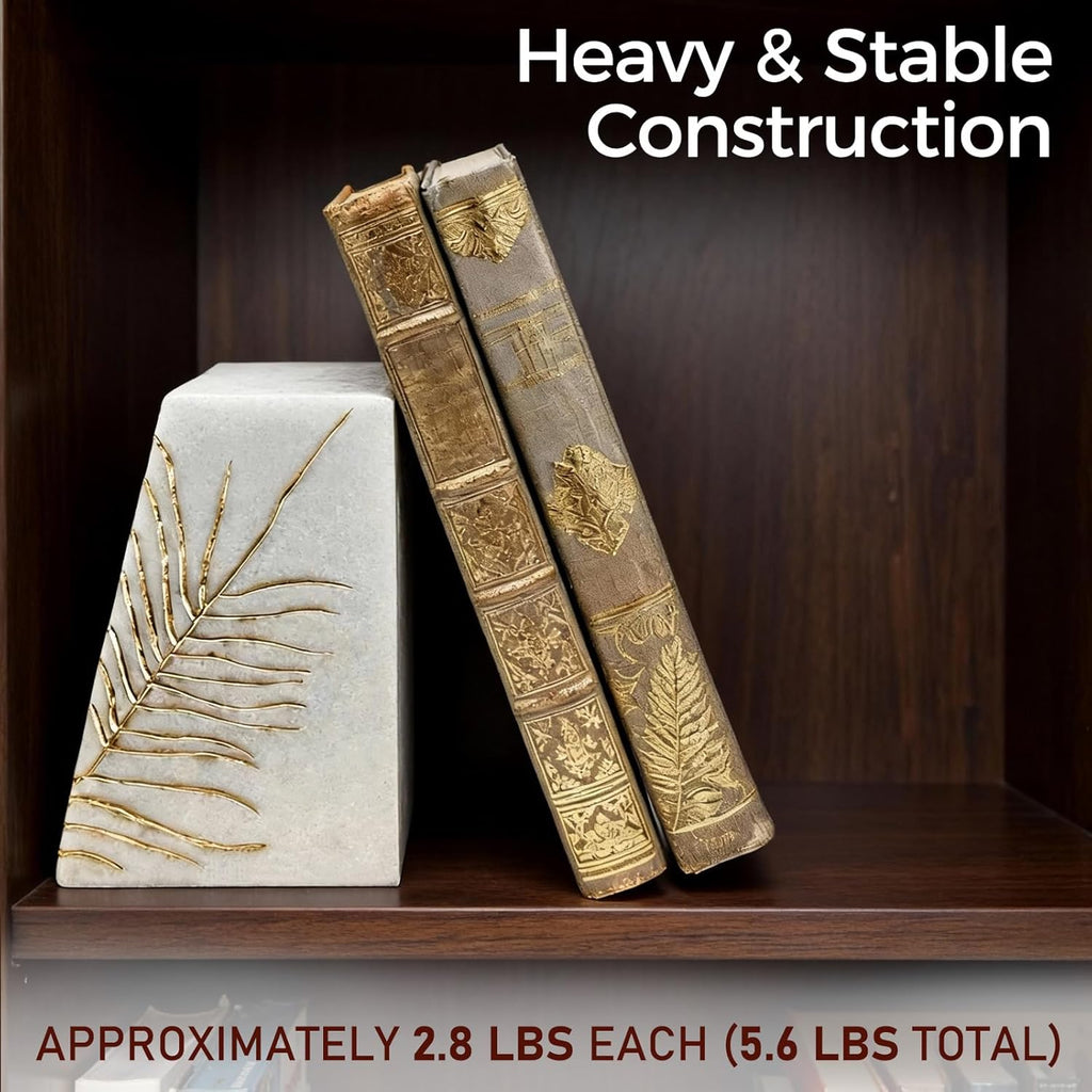 Heavy Duty Book Ends for Shelves, Decorative Book Ends for Heavy Books, Resin Modern Bookends with Marble Texture &