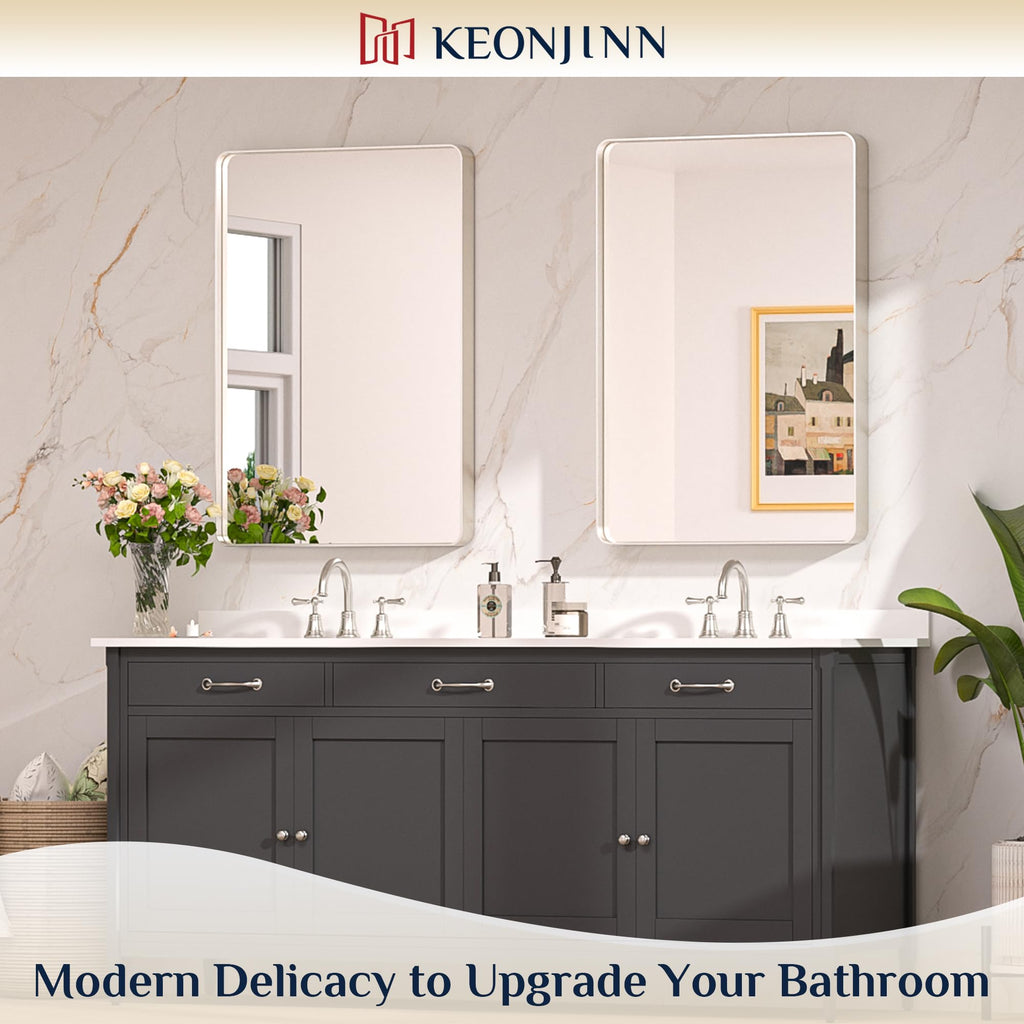 24 x 36 Inch Brushed Nickel Bathroom Mirrors for Over Sink