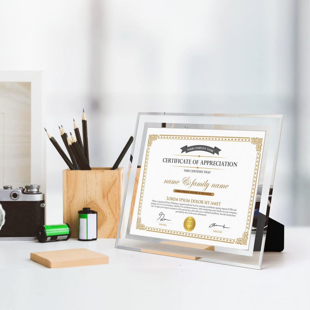 6 Packs 8.5 by 11 Glass Certificate Frames, 8.5x11 School Frames