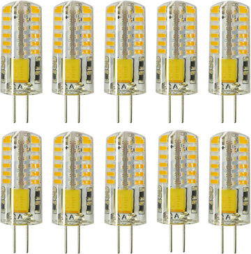 10pcs G4 LED Bulbs JC Bi-Pin Base Light Bulbs 3W AC/DC 12V 20W-30W T3 Halogen Bulb Replacement Landscape Bulbs(Warm