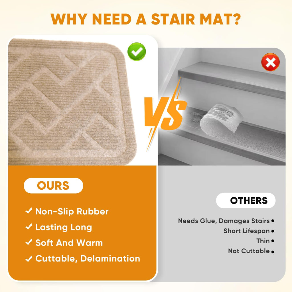 Runner, 15 Pack 8"×30" Carpet, Carpet for Stairs, Beige