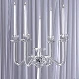 Efavormart 27" Tall Handcrafted Gem Cut 5 Arm Crystal Modern Glass Candelabra Candle Holder Wedding Centerpiece