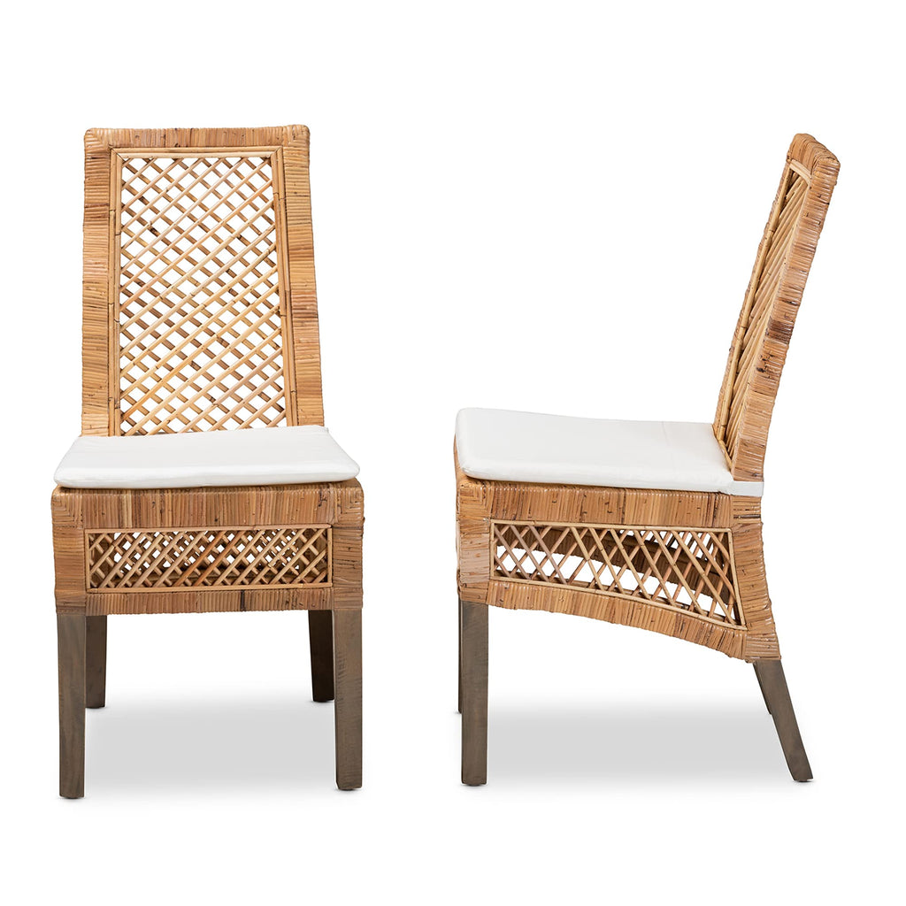 Argos Modern Bohemian Natural Rattan 2-Piece Dining Chair Set