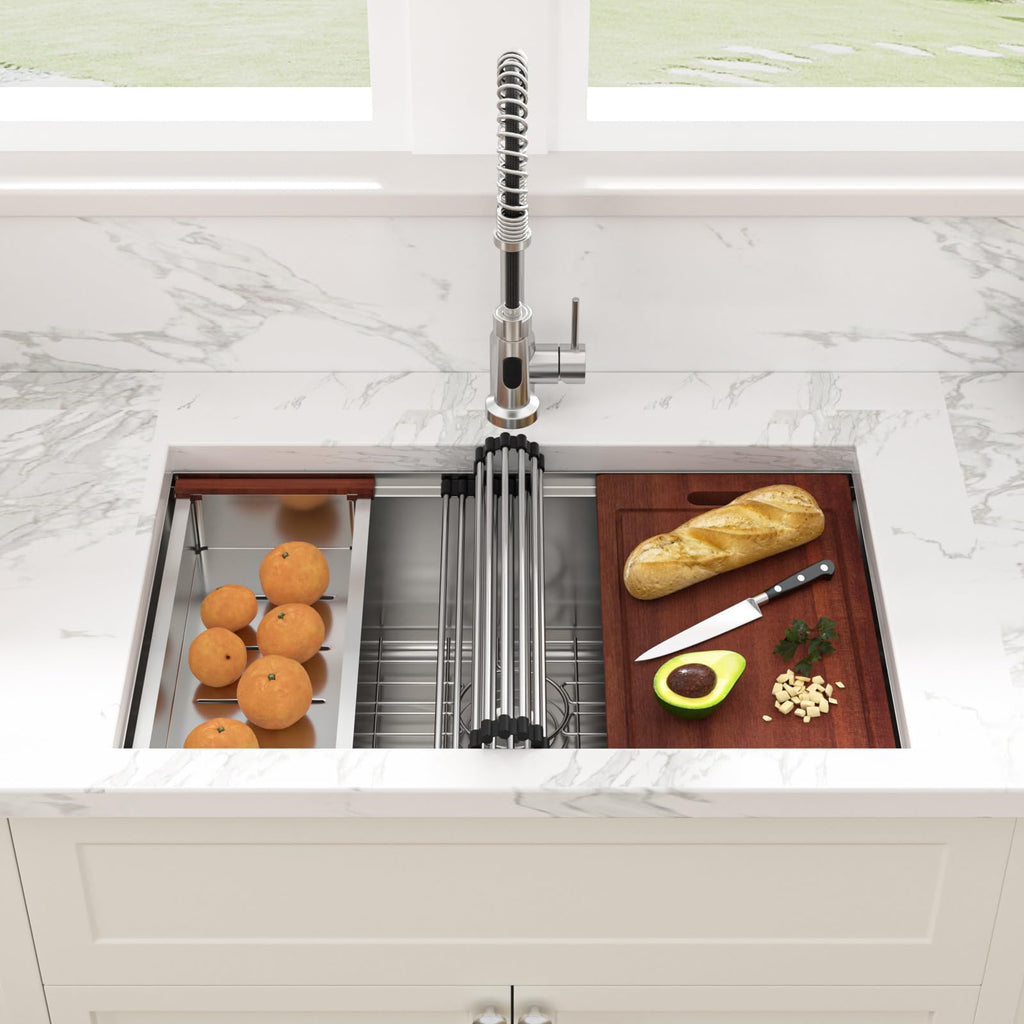 28 Undermount Sink Black Stainless 28"x18" Workstation