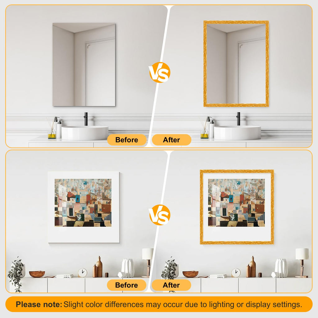 3 Pack 16.4FT Gold Peel and Stick Crown Molding Trim Kit - Self-Adhesive Decorative Trim for Mirror Borders, Doors &