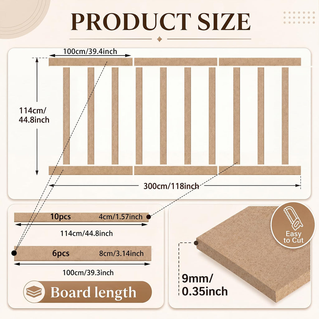 118 x 45 Inches Mdf Board and Batten Wall Panel Kit Wainscoting