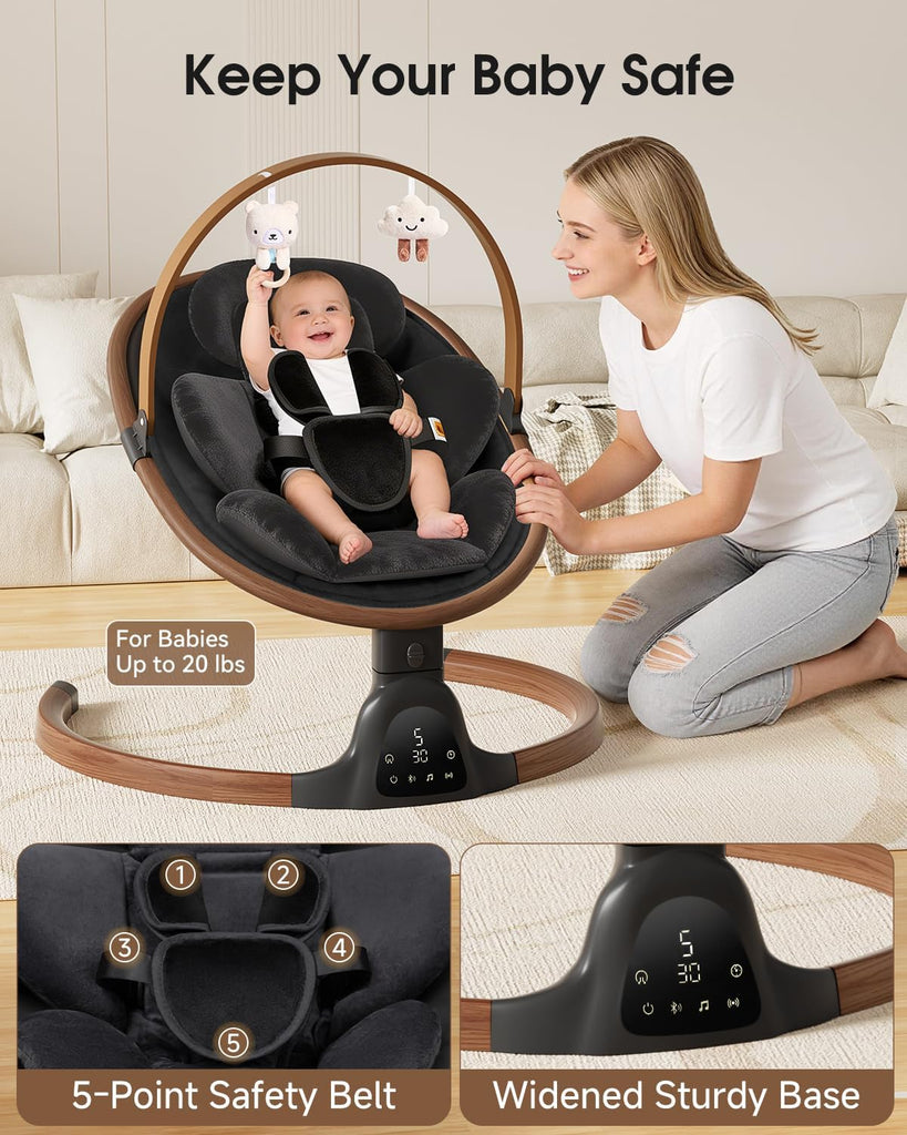 Swings for Infants, Electric Infant Swing with 5 Speed Modes, Black