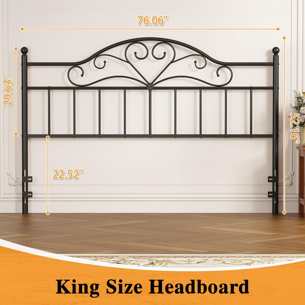 Vintage Headboard for Bed Frame, Metal Headboard Only