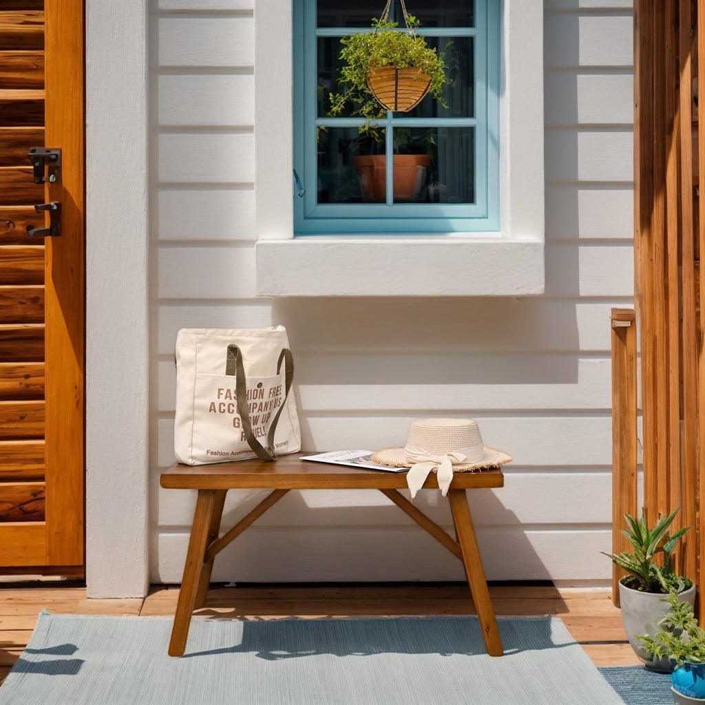 30" Solid Wood Farmhouse Bench - Rustic Entryway, Living & Dining Room Seating, Natural Finish