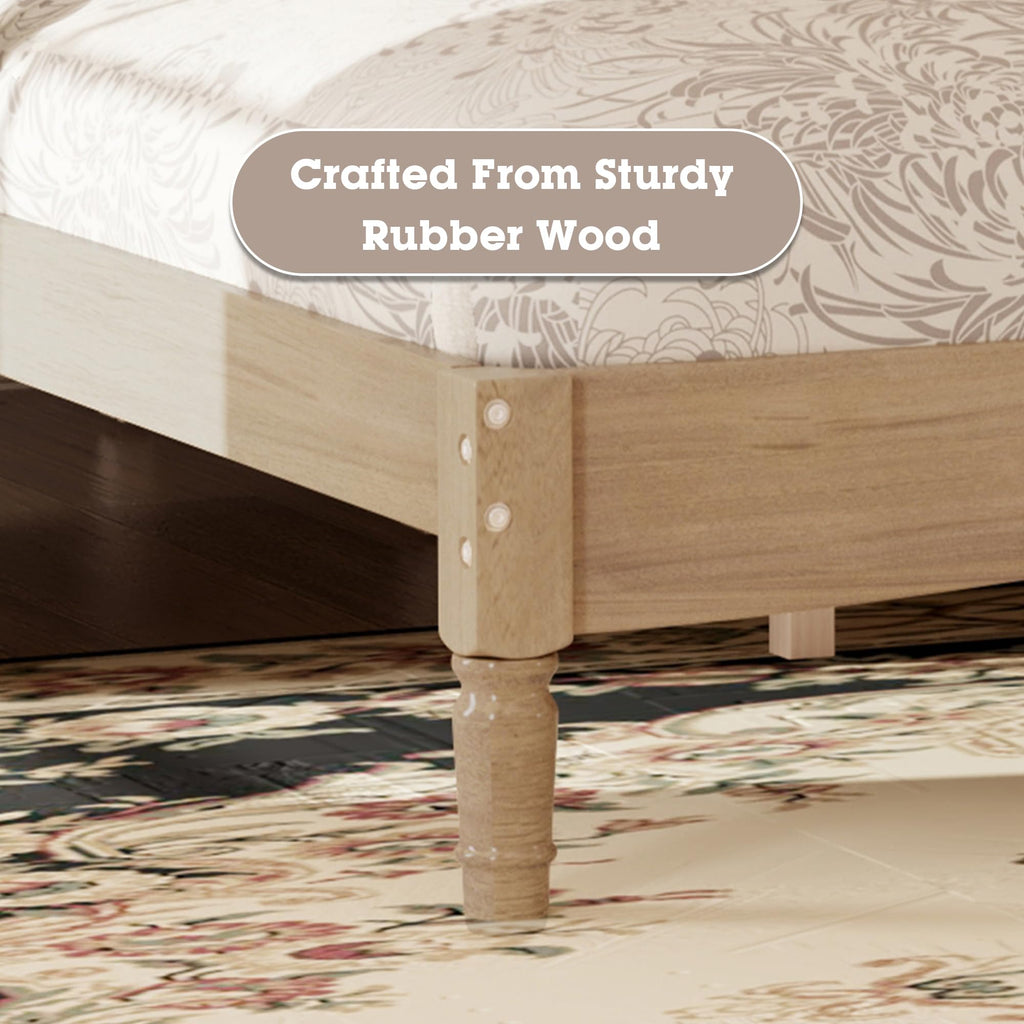 Natural Spindle Bed Frame with Wooden Headboard