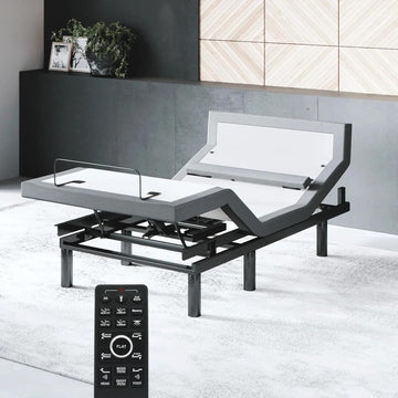 Bliss Adjustable Bed Base Frame Only, Head and Foot Lift, Lumbar Support, Head-Pillow-Tilt, Massage, Under-Bed