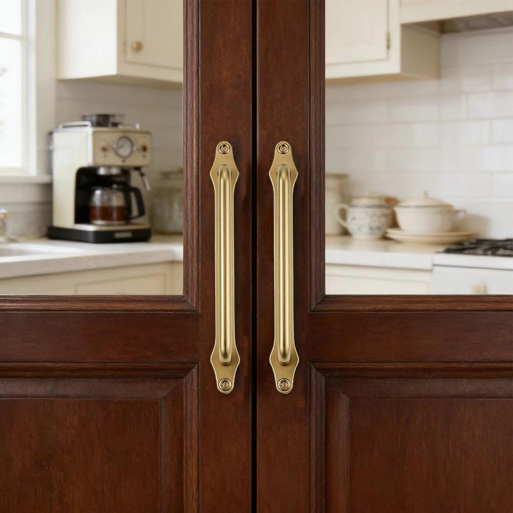 5 Pack 3 Inch Hole Center Brushed Brass Cabinet Pull with Backplate Solid Heavy Duty Handles with Backplate Cabinet