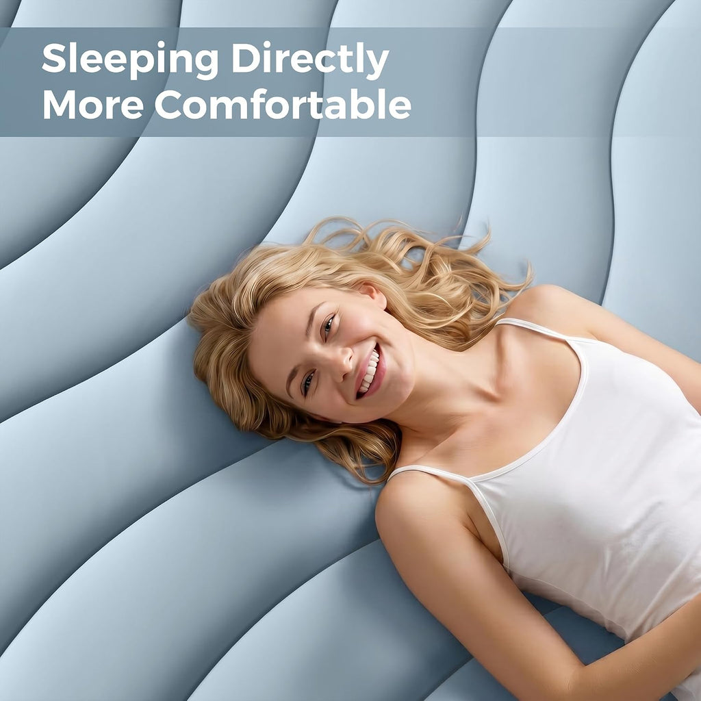 Cooling Mattress Pad King Size for Hot Sleepers Pillow Top Cover | Dusty Blue 78x80 Inches Ultra Soft Mattress