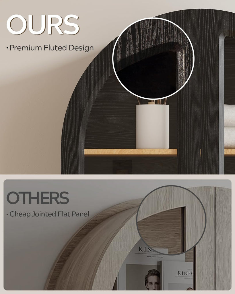 Arched Wall Cabinet, Large Bathroom Medicine Cabinet Wall Mounted Cupboard, Modern Floating Storage Cabinet with