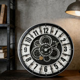 18 Inch Wall Clock with Moving Gears, Oversized Large Industrial Steampunk Decoration, Antique Metal Big Numeral Wall Clocks for Kitchen...
