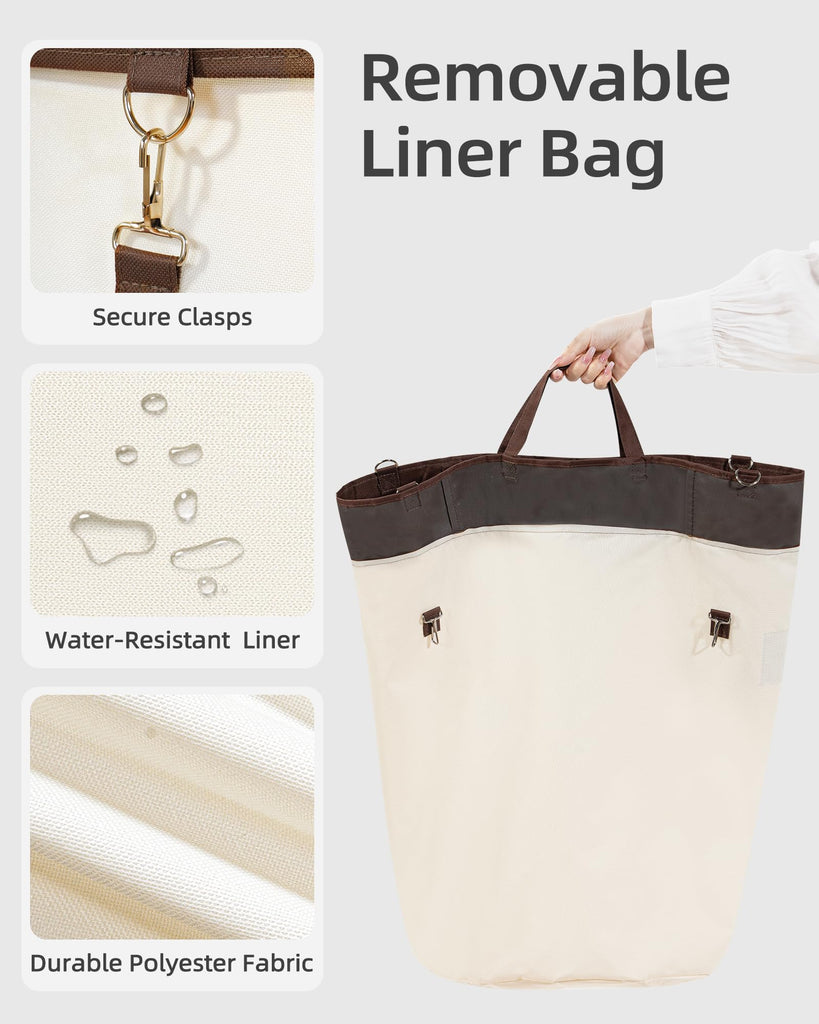 Rolling Laundry Hamper with Wheels 110L Laundry Basket, Round Laundry Cart with Metal Frame and Removable Bag
